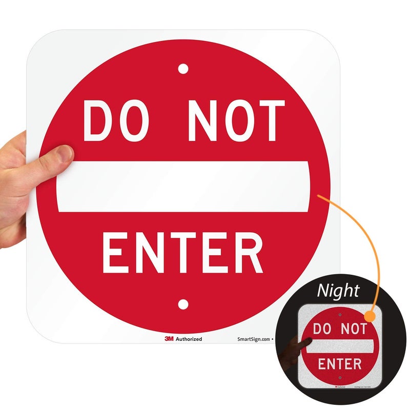 SmartSign علامة SmartSign-K-1307-EG "لا تدخل" | 12" × 12" ألومنيوم عاكس من الدرجة الهندسية 3M - أحمر على أبيض - Image 1